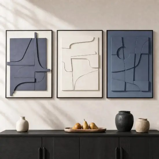 3-Piece 3D Textured Abstract Wall Art Set with Alloy Frames 70cm Tall – AUD-H3128