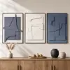 3-Piece 3D Textured Abstract Wall Art Set with Alloy Frames 70cm Tall – AUD-H3128