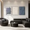 3-Piece 3D Textured Abstract Wall Art Set with Alloy Frames 70cm Tall – AUD-H3128