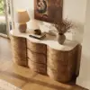 Modern 63" Burl Wood Sideboard with Sintered Stone Top