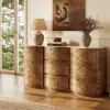 Modern 63" Burl Wood Sideboard with Sintered Stone Top