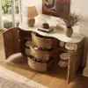 Modern 63" Burl Wood Sideboard with Sintered Stone Top