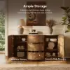 Modern 63" Burl Wood Sideboard with Sintered Stone Top