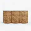 Modern 63" Burl Wood Sideboard with Sintered Stone Top
