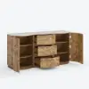 Modern 63" Burl Wood Sideboard with Sintered Stone Top