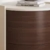 Modern Saddle Leather 2-Drawer Nightstand with Charging Station & Light