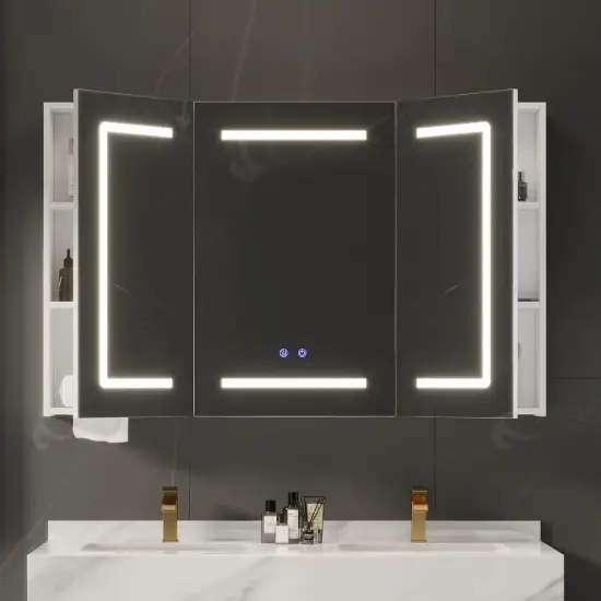 Picture of 120cm LED Bathroom Medicine Cabinet Dimmable with Defogger, Tissue Slot and Outlet