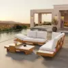 Tevara 4-Piece Outdoor Sintered Stone & Aluminium Modular Sofa Set with Coffee Table