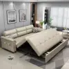 233cm King Faux Leather Pull-out Sleeper Sofa with Storage and Side Pockets – AUD-H3136