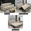 233cm King Faux Leather Pull-out Sleeper Sofa with Storage and Side Pockets – AUD-H3136