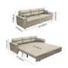 233cm King Faux Leather Pull-out Sleeper Sofa with Storage and Side Pockets – AUD-H3136