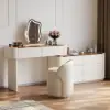 Modern Extendable Makeup Vanity Set Dresser Vanity with Mirror & Light (53"–87")