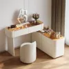 Modern Extendable Makeup Vanity Set Dresser Vanity with Mirror & Light (53"–87")