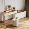 Modern Extendable Makeup Vanity Set Dresser Vanity with Mirror & Light (53"–87")
