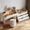 Modern Extendable Makeup Vanity Set Dresser Vanity with Mirror & Light (53"–87")
