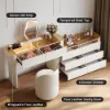 Modern Extendable Makeup Vanity Set Dresser Vanity with Mirror & Light (53"–87")