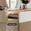 Modern Extendable Makeup Vanity Set Dresser Vanity with Mirror & Light (53"–87")