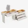 Modern Extendable Makeup Vanity Set Dresser Vanity with Mirror & Light (53"–87")