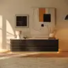 80" Ash Wood Walnut TV Stand with Sintered Stone Top