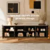 80" Ash Wood Walnut TV Stand with Sintered Stone Top
