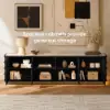 80" Ash Wood Black TV Stand with Sintered Stone Top