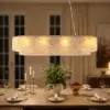 12-Light Linear Chandelier Alabaster-Effect 2-Tier Dining Chandelier 102cm