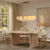 12-Light Linear Chandelier Alabaster-Effect 2-Tier Dining Chandelier 102cm