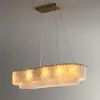 12-Light Linear Chandelier Alabaster-Effect 2-Tier Dining Chandelier 102cm