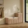Picture of Aura 47” Wooden Shoe Storage Bench with Right-Side Cabinet for Entryway – AUD-H3142