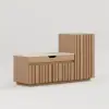 Picture of Aura 47” Wooden Shoe Storage Bench with Right-Side Cabinet for Entryway – AUD-H3142