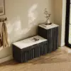 Aura 47” Wooden Shoe Storage Bench with Right-Side Cabinet for Entryway – AUD-H3143