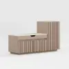 Aura 47” Wooden Shoe Storage Bench with Right-Side Cabinet for Entryway – AUD-H3144
