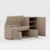 Aura 47” Wooden Shoe Storage Bench with Right-Side Cabinet for Entryway – AUD-H3144