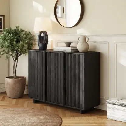 Lineva 48" Ash Wood Veneer Shoe Storage Fluted Entryway Cabinet – AUD-H3145