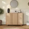 Lineva 48" Ash Wood Veneer Shoe Storage Fluted Entryway Cabinet – AUD-H3146