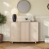 Lineva 48" Ash Wood Veneer Shoe Storage Fluted Entryway Cabinet – AUD-H3147