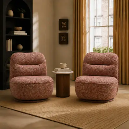 Picture of Performance Linen Swivel Slipper Accent Chair, Set of 2