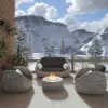 Cocaro 5-Piece Winter Outdoor Smokeless Fire Pit Sofa Set with Coffee Table and Chairs