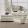 Humply White Extendable Leather Makeup Vanity Set with Mirror (48"- 83")
