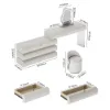 Humply White Extendable Leather Makeup Vanity Set with Mirror (48"- 83")