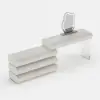 Humply White Extendable Leather Makeup Vanity Set with Mirror (48"- 83")