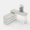 Humply White Extendable Leather Makeup Vanity Set with Mirror (48"- 83")