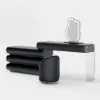 Humply Black Extendable Leather Makeup Vanity Set with Mirror (48"-83")