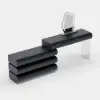 Humply Black Extendable Leather Makeup Vanity Set with Mirror (48"-83")