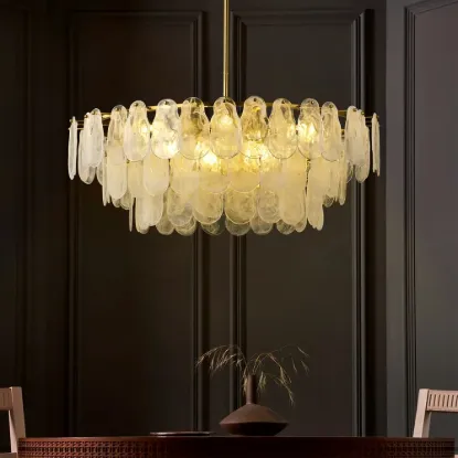 Cloude 100 cm 12-Light Glass Chandelier with Bulbs & Adjustable Height