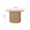 Aura Ash Wood Slatted Round Coffee Table with Sintered Stone Top – Natural