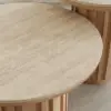 Aura Ash Wood Slatted Round Coffee Table with Sintered Stone Top – Natural