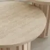 Aura Ash Wood Slatted Round Coffee Table with Sintered Stone Top – Whitewash