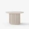 Aura Ash Wood Slatted Round Coffee Table with Sintered Stone Top – Whitewash
