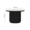 Aura Ash Wood Slatted Round Coffee Table with Sintered Stone Top – Black